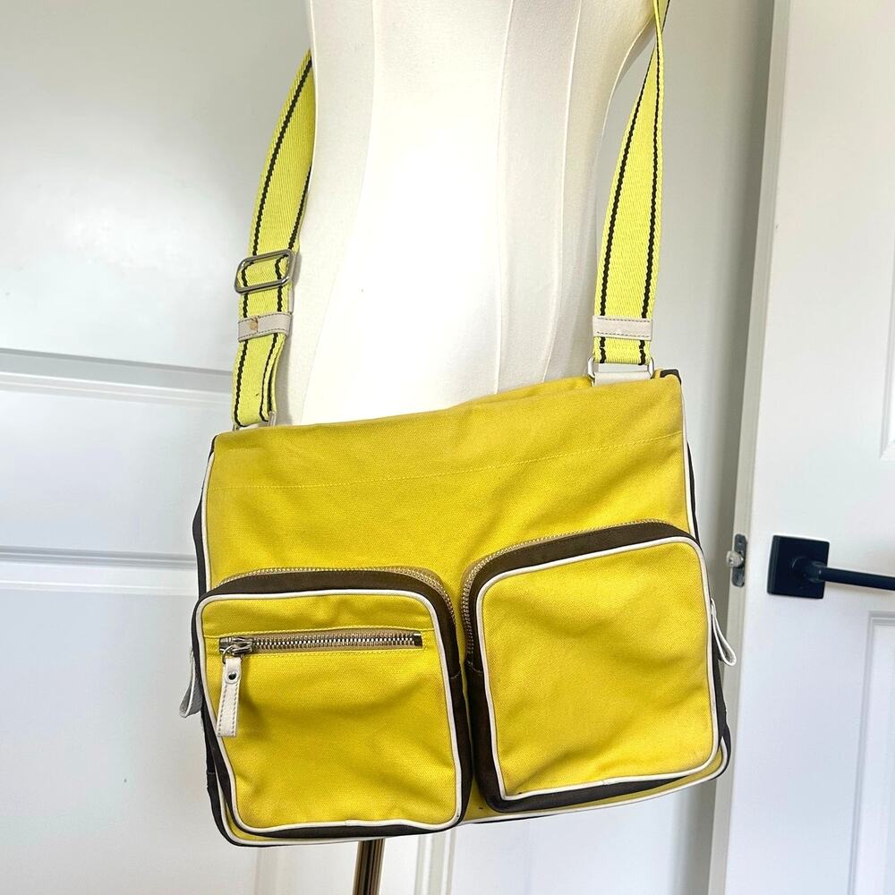 Miu Miu Rare Yellow Canvas Utility Crossbody Messenger Bag Y2K Made Italy